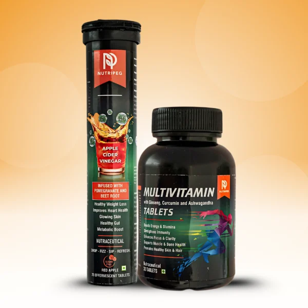 NutriPeg Daily Wellness Combo | Apple Cider Vinegar + Multivitamin Tablets